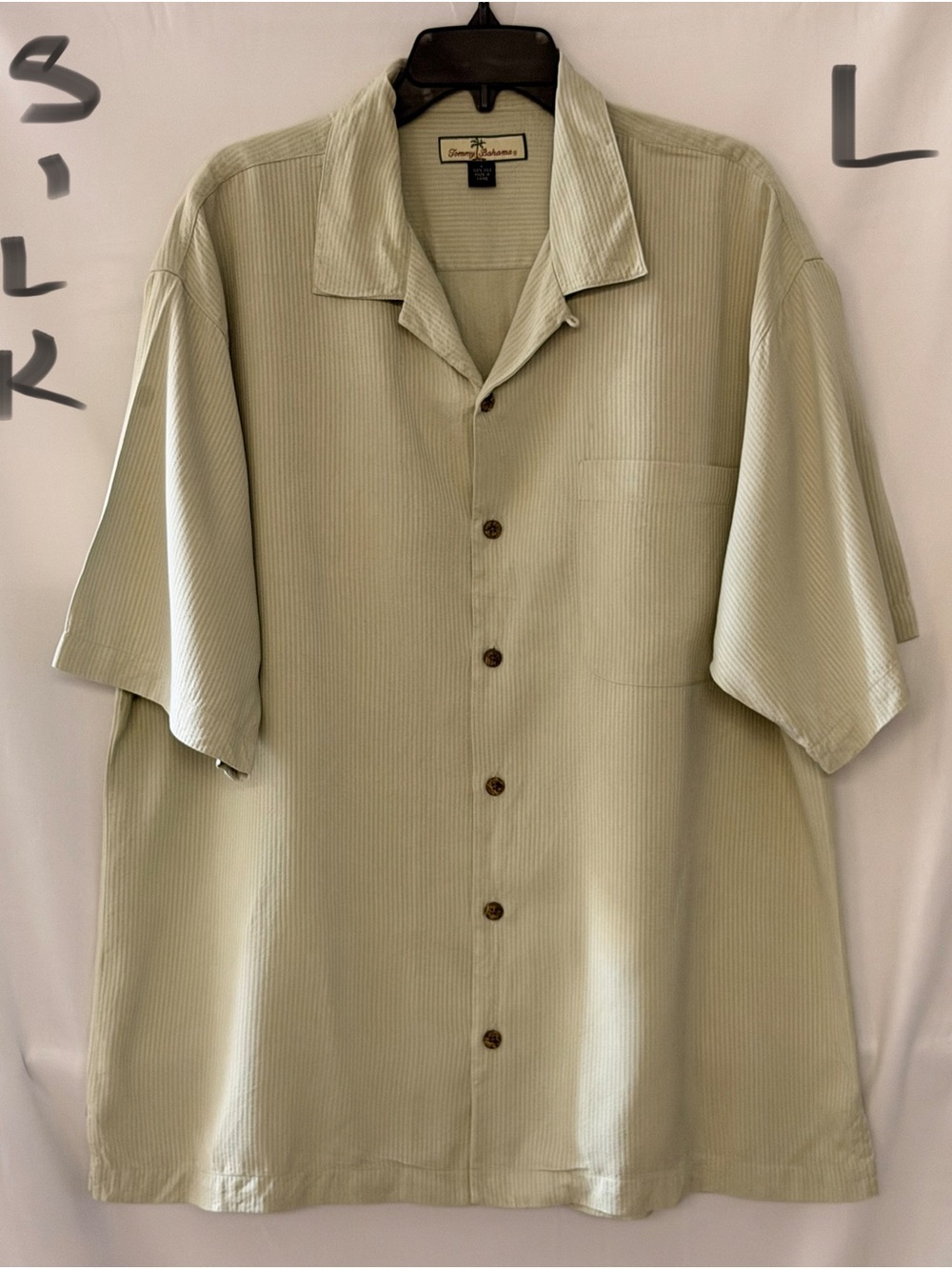 Tommy Bahama Sage Green Short-Sleeve Silk Camp Shirt